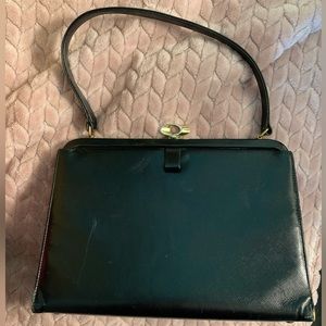 Vintage COBLENTZ Black Genuine Leather BAG Handbag Saffiano Goldtone pockets